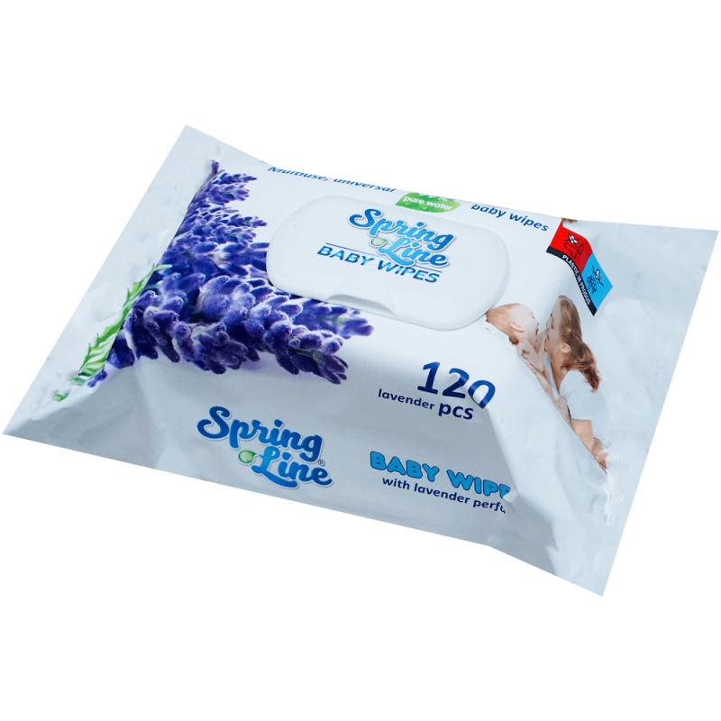 Servetele umede igienice bebelusi cu capac lavanda 120 buc Spring Line